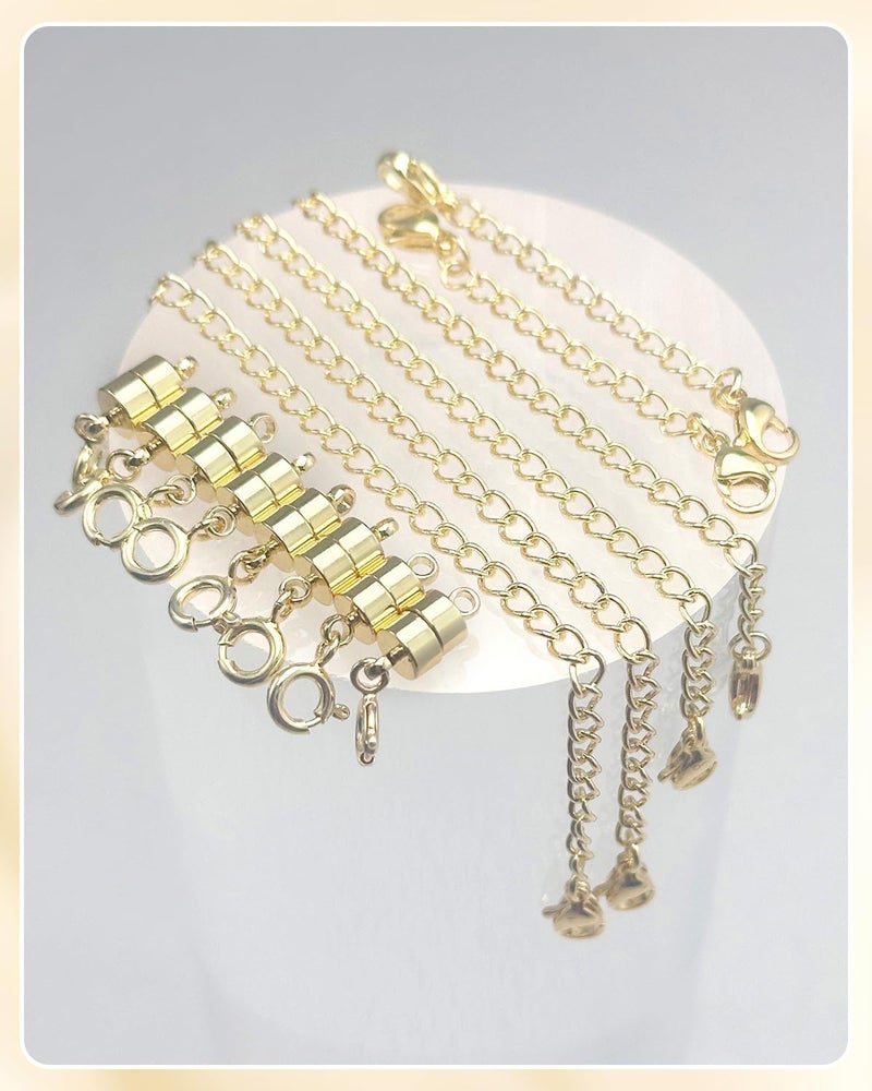 MKCYD Necklace Extender and Magnetic Necklace Clasp, Magnetic Clasps for Bracelet Extenders Gold Chain Extension for Jewelry Repair Kit - Image 4